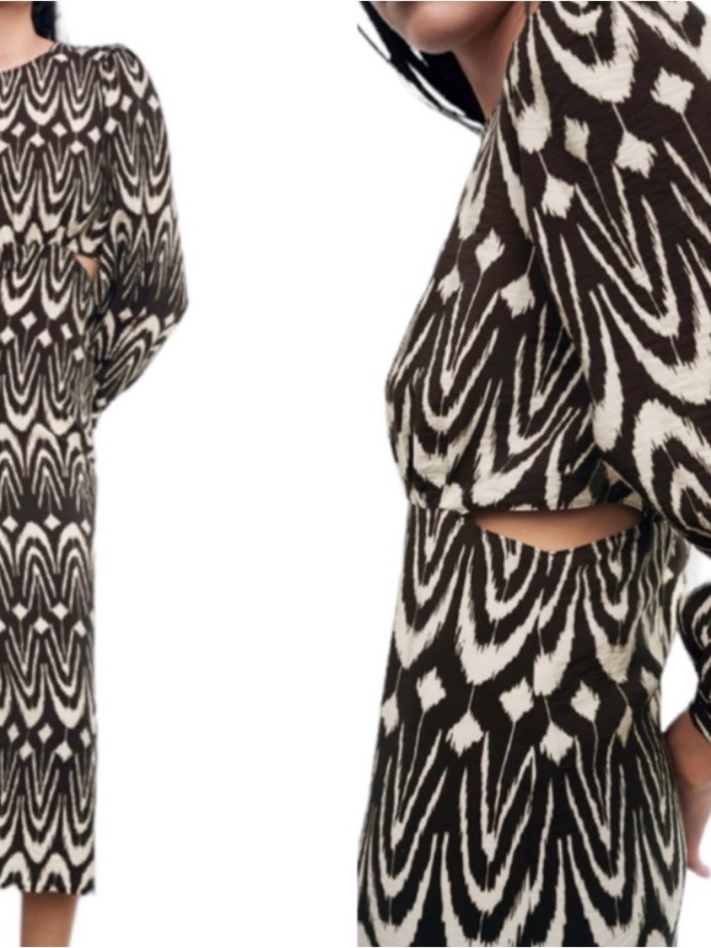 Zara small Black and Cream Cutout Midi Dress
